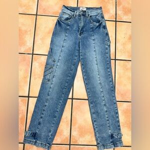 Vibrant Washed Blue Straight-Leg Carpenter Jeans